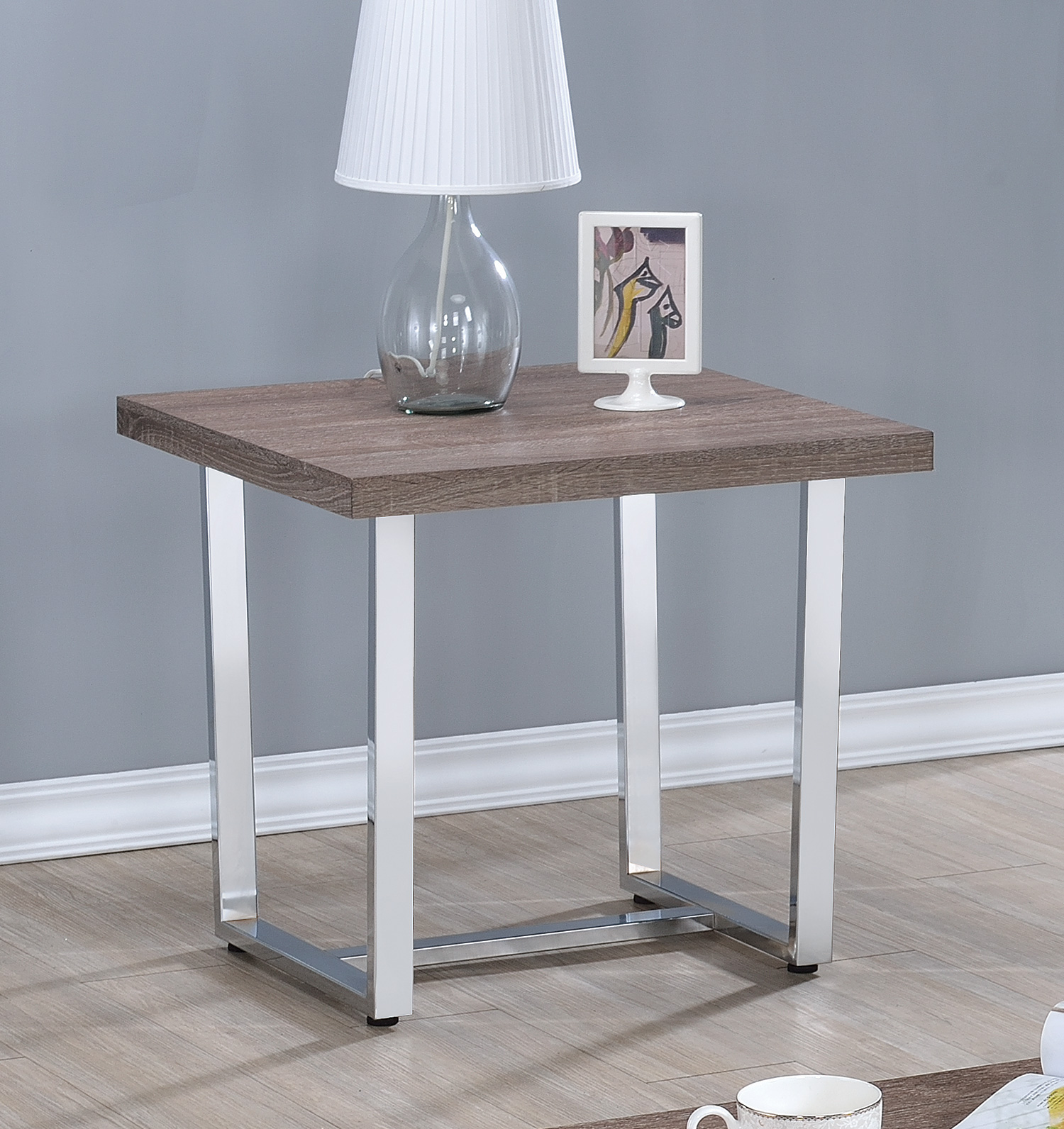 D159-704187 By Coaster End Table Weathered Taupe Finish