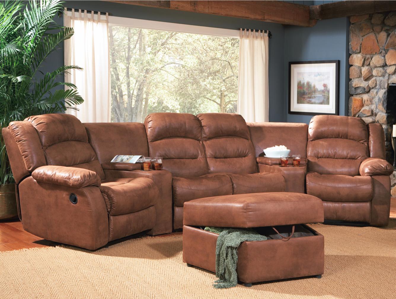 D177-500639+AL+LR+RR+WGL+WGR By-Regency furniture Jackson Collection Rust Finish Armless Love  Seat, Laf Recliner, Raf Recliner, Left Wedge, Rightwedge & Sectional