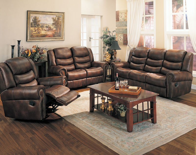 D177-600451+52+53 By-Regency Furniture Aiden Collection Brown Finish Traditional Reclining Love Seat with Dual Recliners