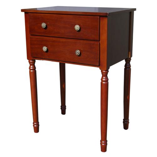 T142S-H-132 By Ore International Table with 2 Drawers - Cherry